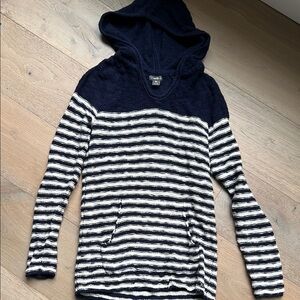 Navy and White Striped Hooded Sweater